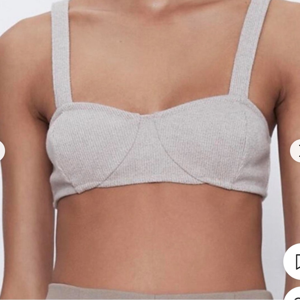 Zara tan cropped soft feel bra top size S